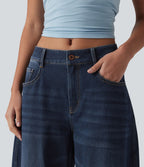 Jean Barrel 7/8 taille basse Halara Flex™ avec poches zippées