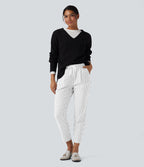 Pantalon Halara Flex™ taille mi-haute à cordon, effet rayé, coupe fuselée avec poches