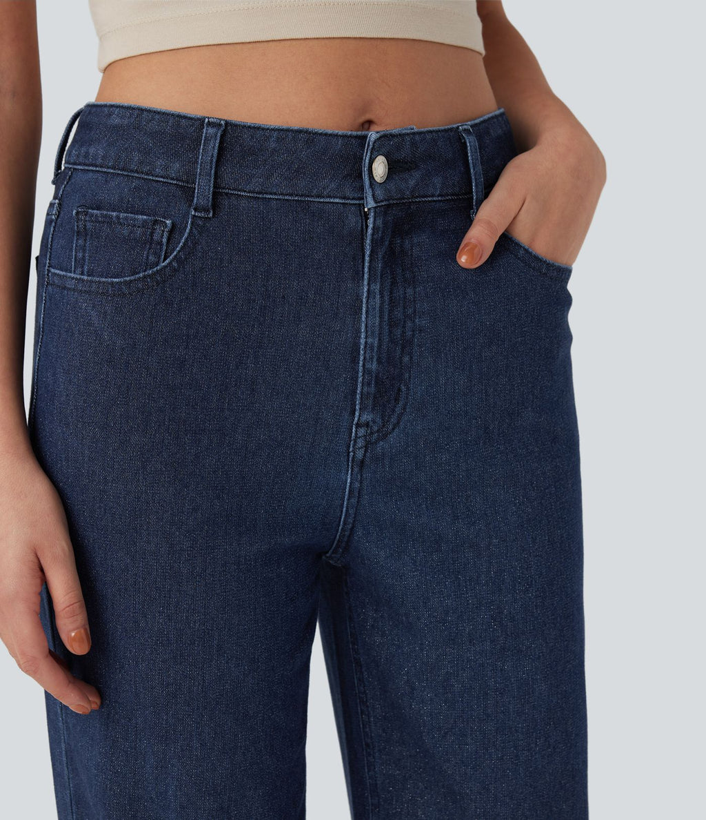 Jean taille haute Halara Flex™ jambes droites, effet sparkle avec poches