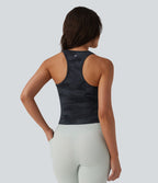 Halara UltraSculpt™ Débardeur de yoga dos nageur col U imprimé camouflage avec soutien-gorge intégré