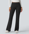 Pantalon décontracté évasé en maille pull taille basse repliable