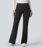 Pantalon décontracté évasé en maille pull taille basse repliable