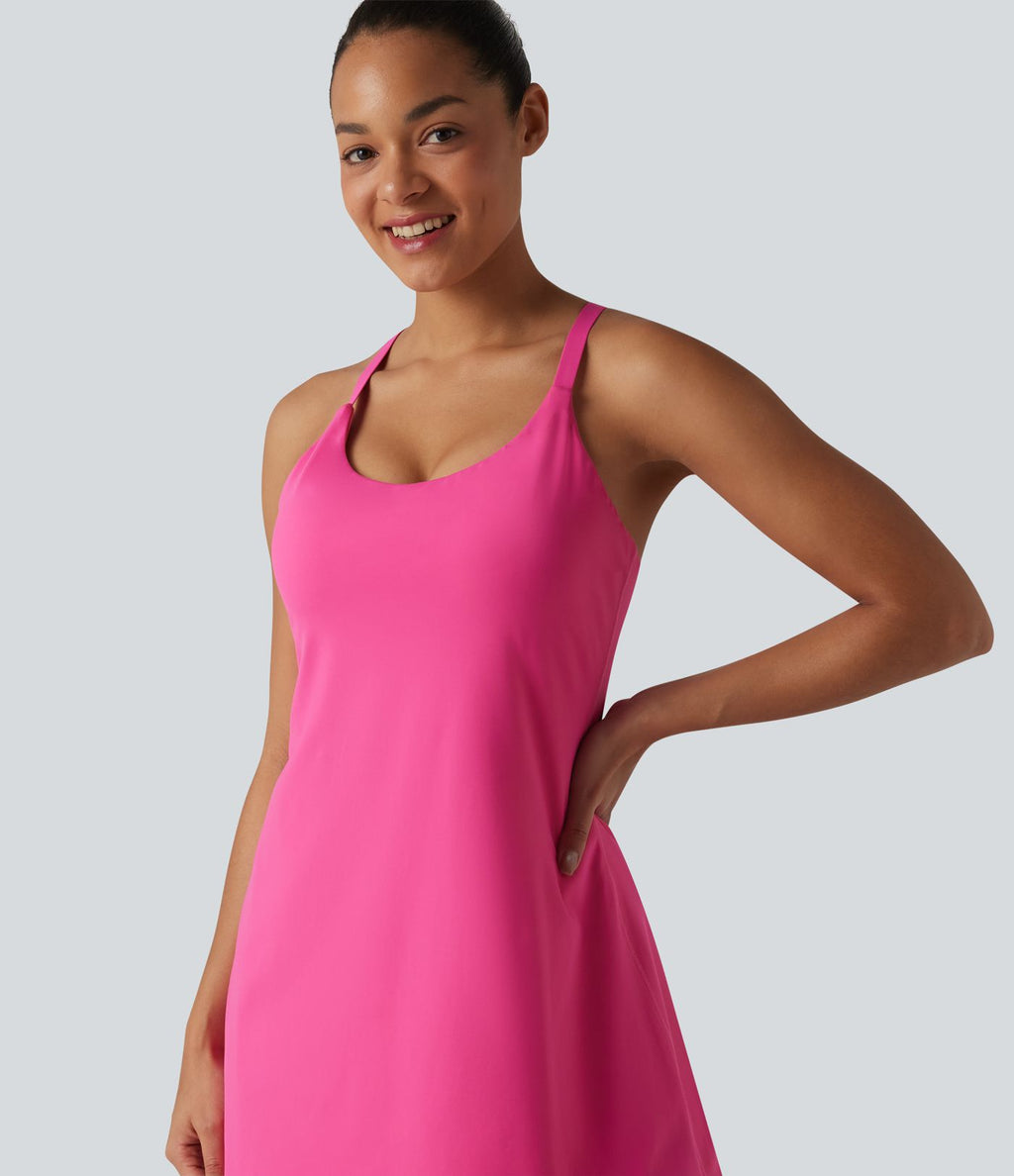 Robe de danse SoftlyZero™ Plush effet push-up dos nu avec bretelles réglables croisées et brassière intégrée bonnets E-G – Édition Easy Peasy