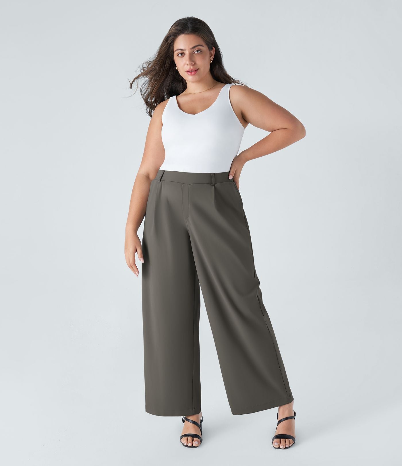 Pantalon de travail grande taille coupe droite taille haute Halara Flex™ DayStretch avec poches