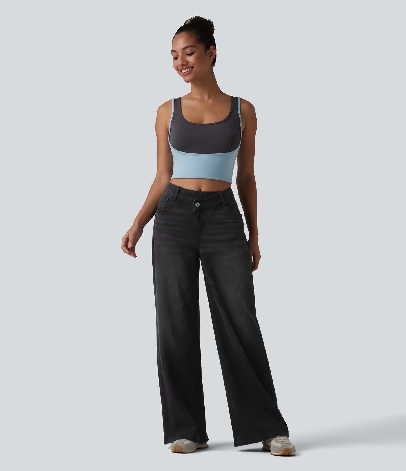 Jean large décontracté Halara Flex™ asymétrique taille mi-haute avec poches