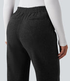 Pantalon tailleur coupe droite taille moyenne avec poches