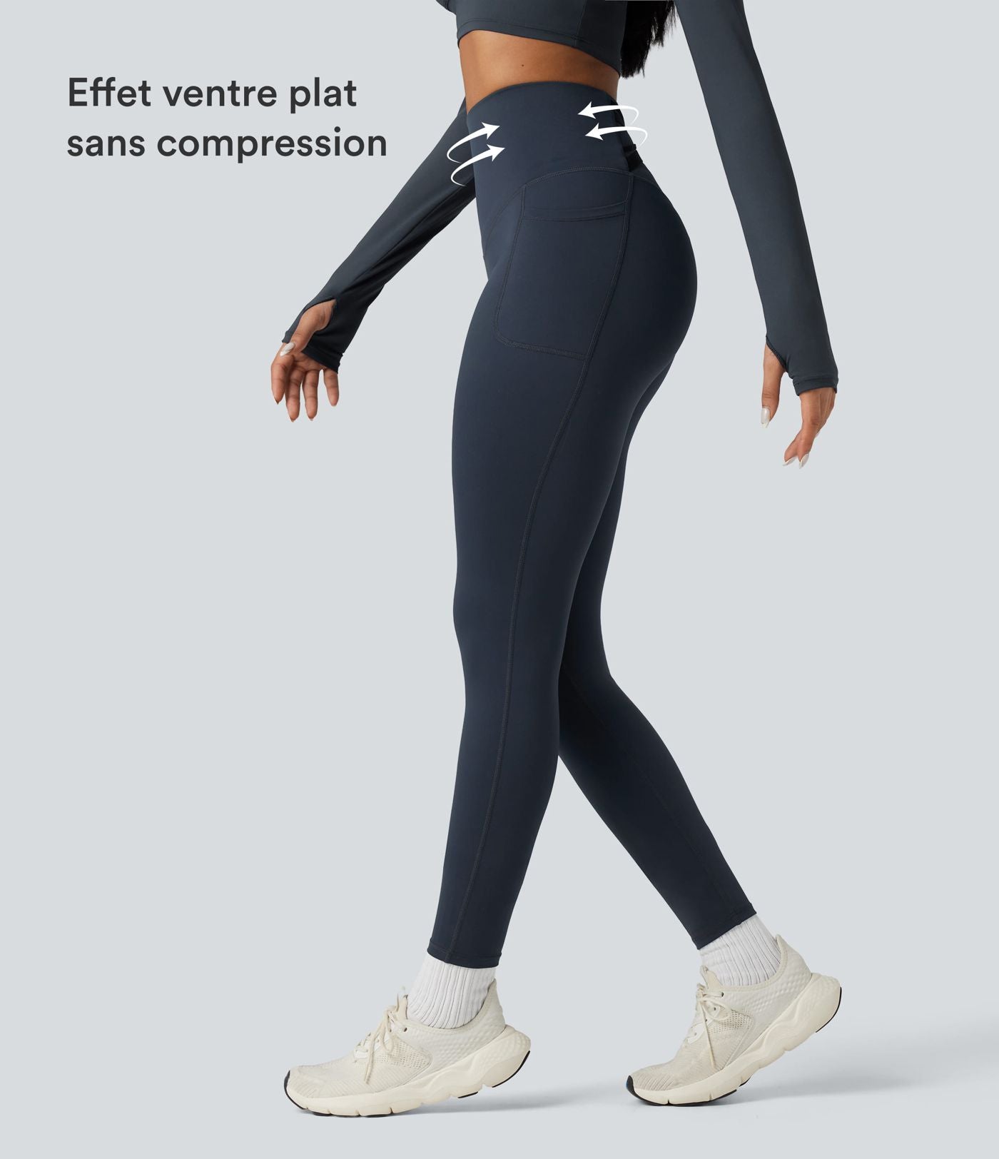 Legging running polaire thermique gainant croisé dos taille haute Halara UltraSculpt™ Heat avec poches