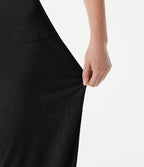 Pantalon large casual taille haute toucher lin avec poches