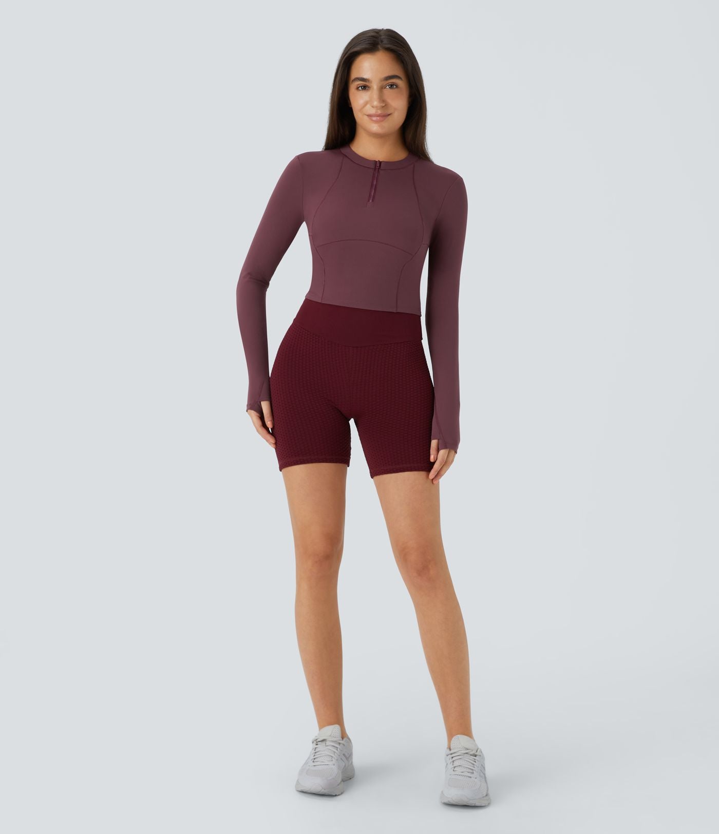 Softlyzero™ Plush Top Sport de Golf Court à Manches Longues avec Trou pour Pouce et Demi-Zip