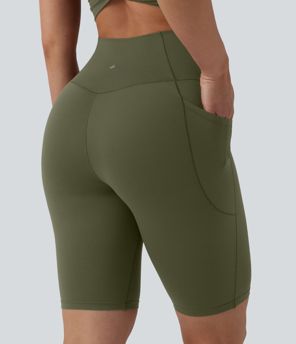 SoftlyZero™ Short cycliste de yoga croisé taille haute 23 cm avec poches - UPF50+
