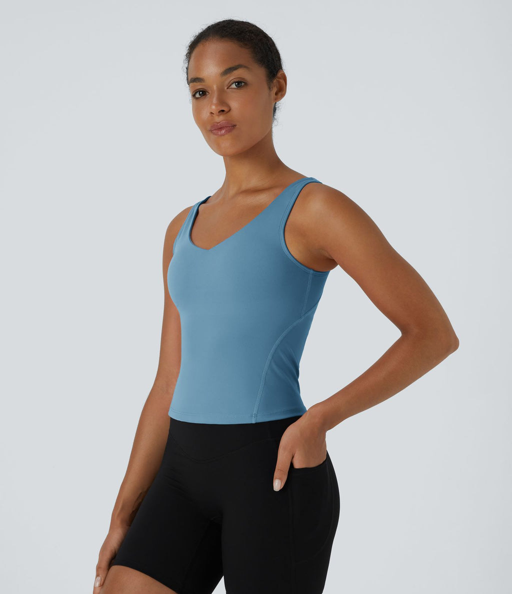 Softlyzero™ Plush Top Débardeur Uni Col en V Soutien-Gorge Intégré