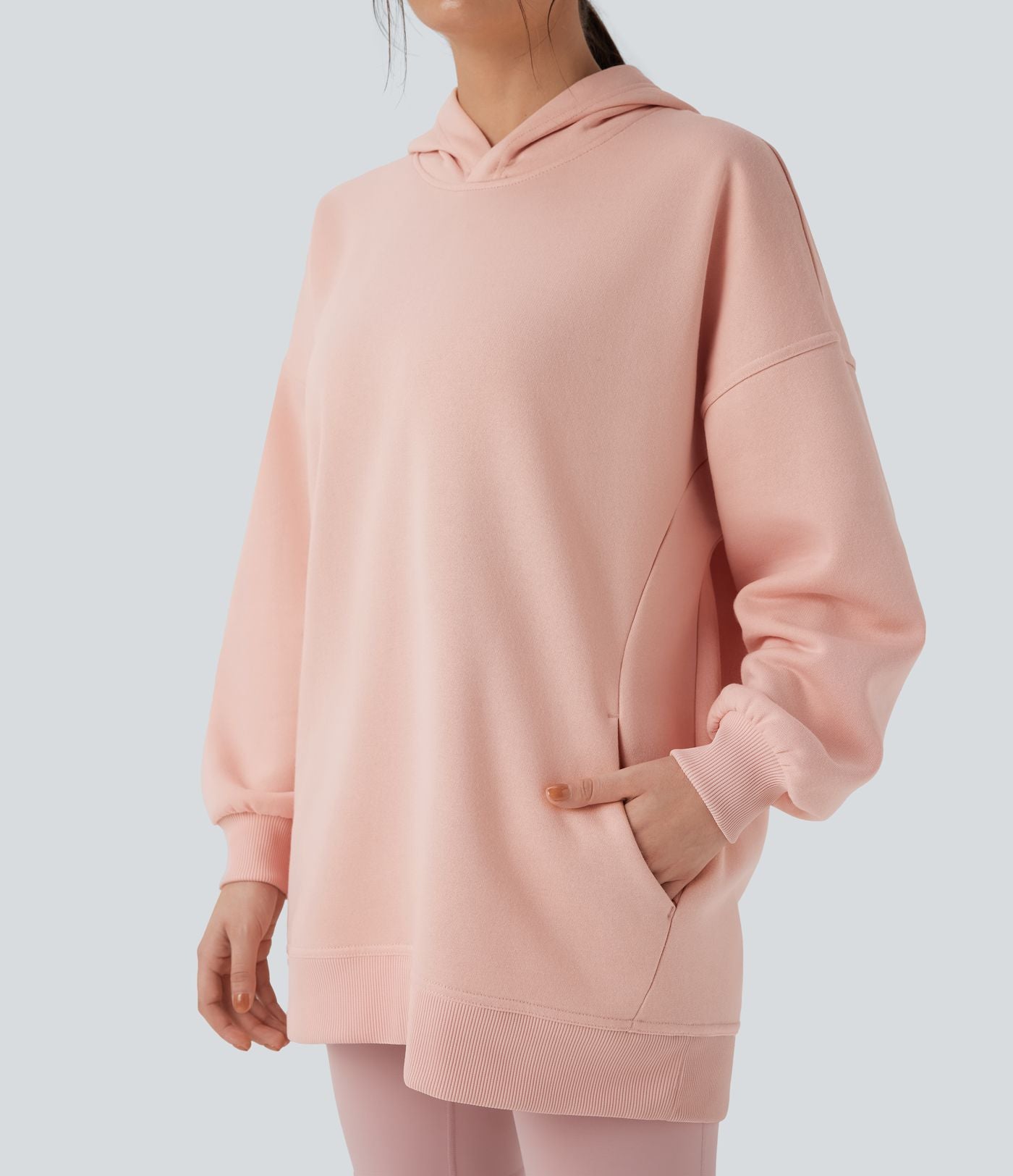 Sweat-shirt décontracté polaire oversize à capuche manches longues avec poches