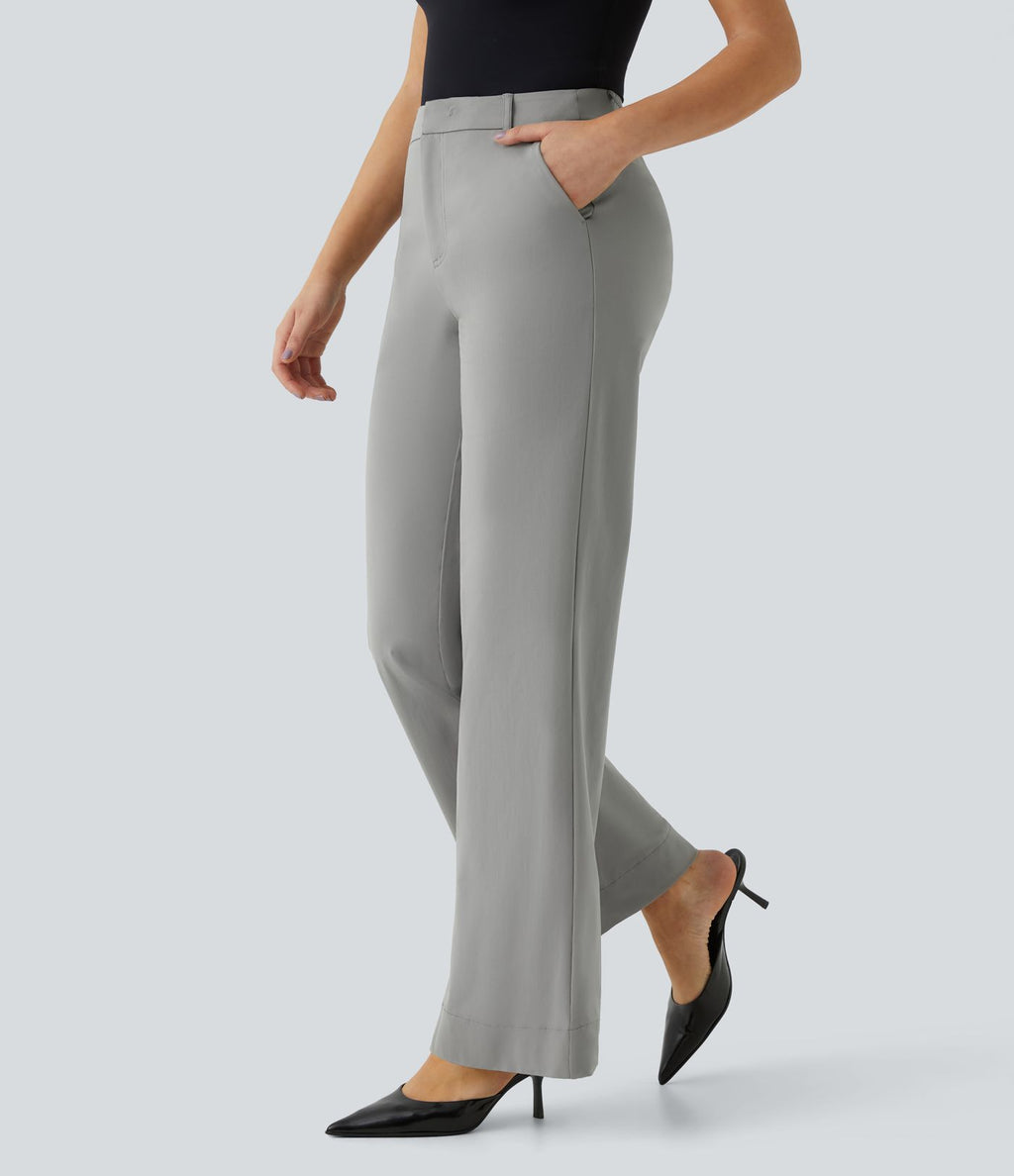 Pantalon de travail Halara Flex™ droit, taille mi-haute, avec poches