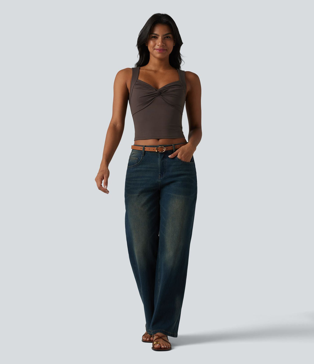 Débardeur casual slim torsadé col cœur