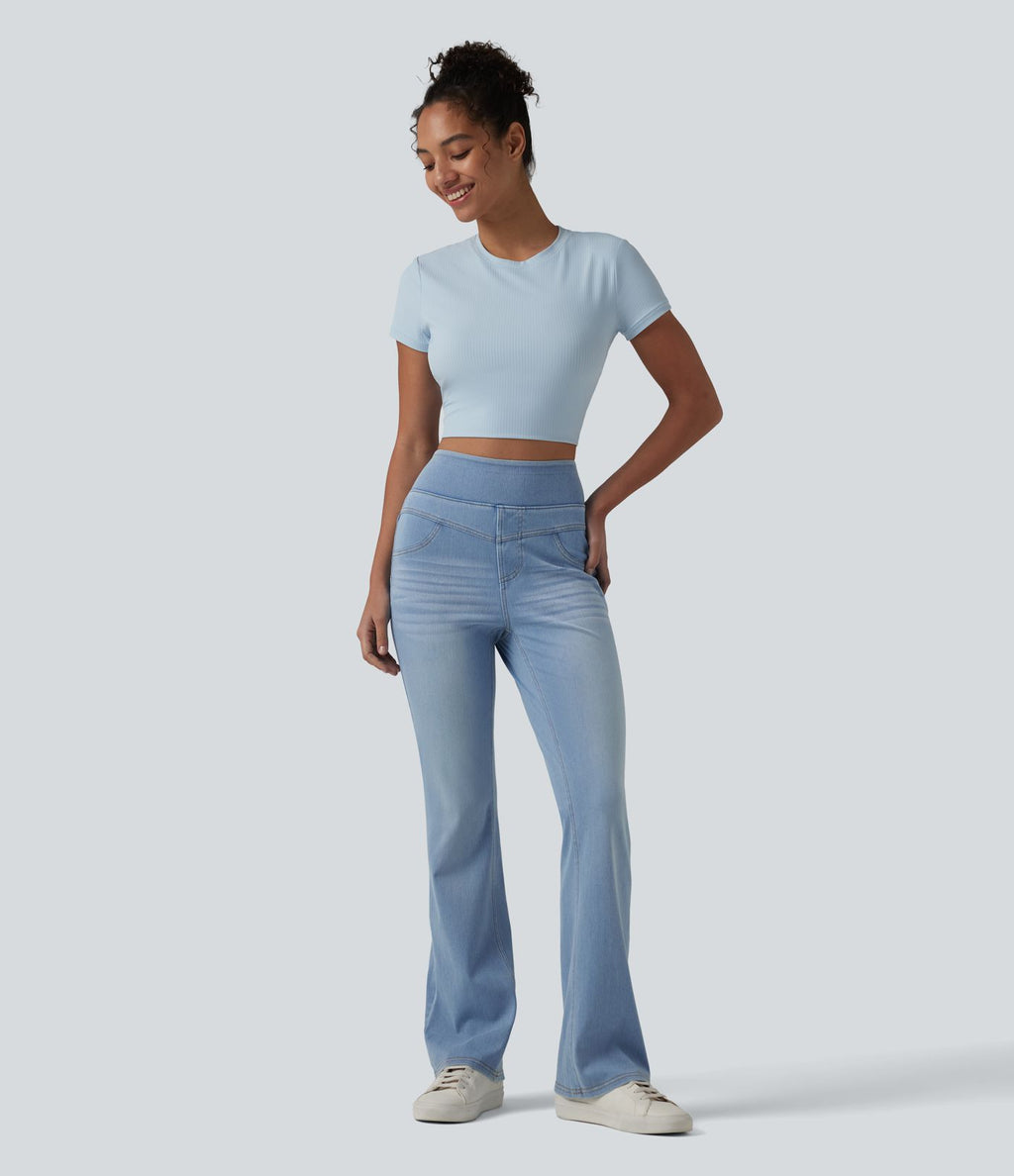 Jean Halara Flex™ taille haute évasé slim décontracté avec poches