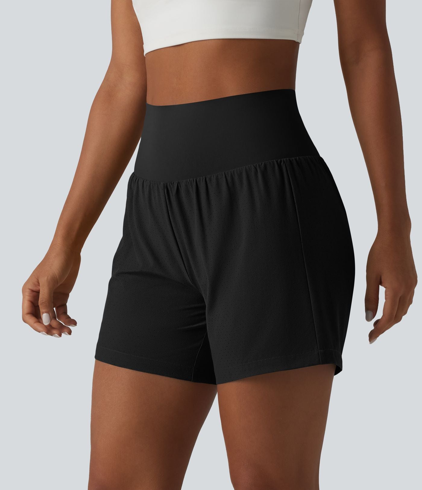 Short de yoga 2 en 1 taille très haute ventre plat séchage rapide 12,5 cm avec poches