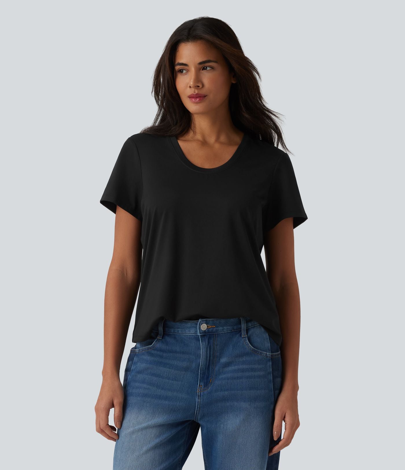 T-shirt décontracté col U manches courtes