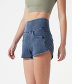 Short en jean casual moulant taille haute Halara Flex™ à ourlet incurvé avec poches