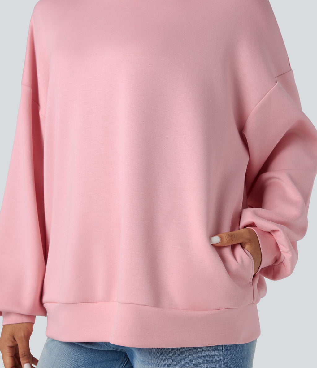 Sweatshirt casual col montant coupe décontractée avec poches