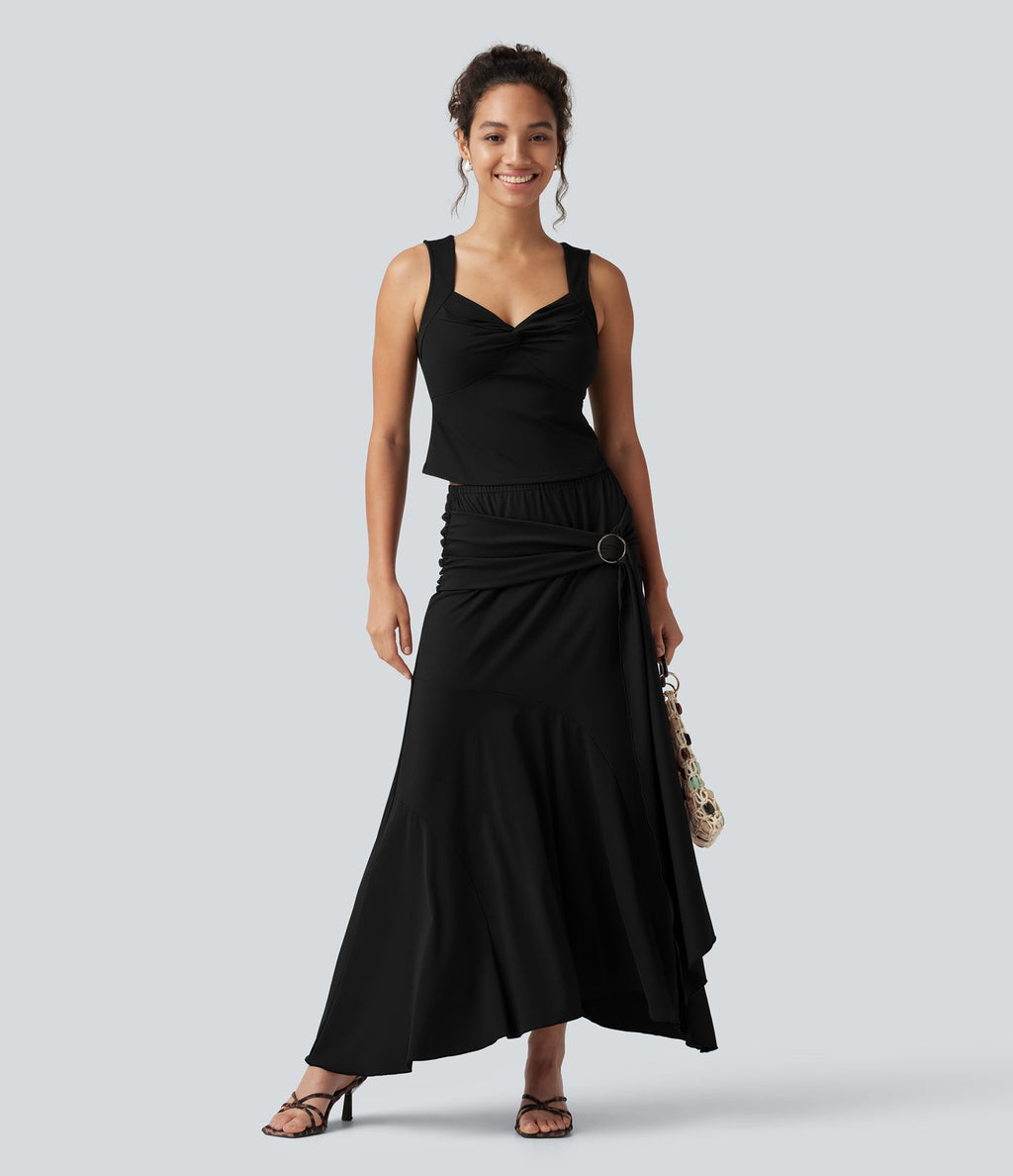 Jupe de soirée maxi taille mi-haute froncée coupe sirène