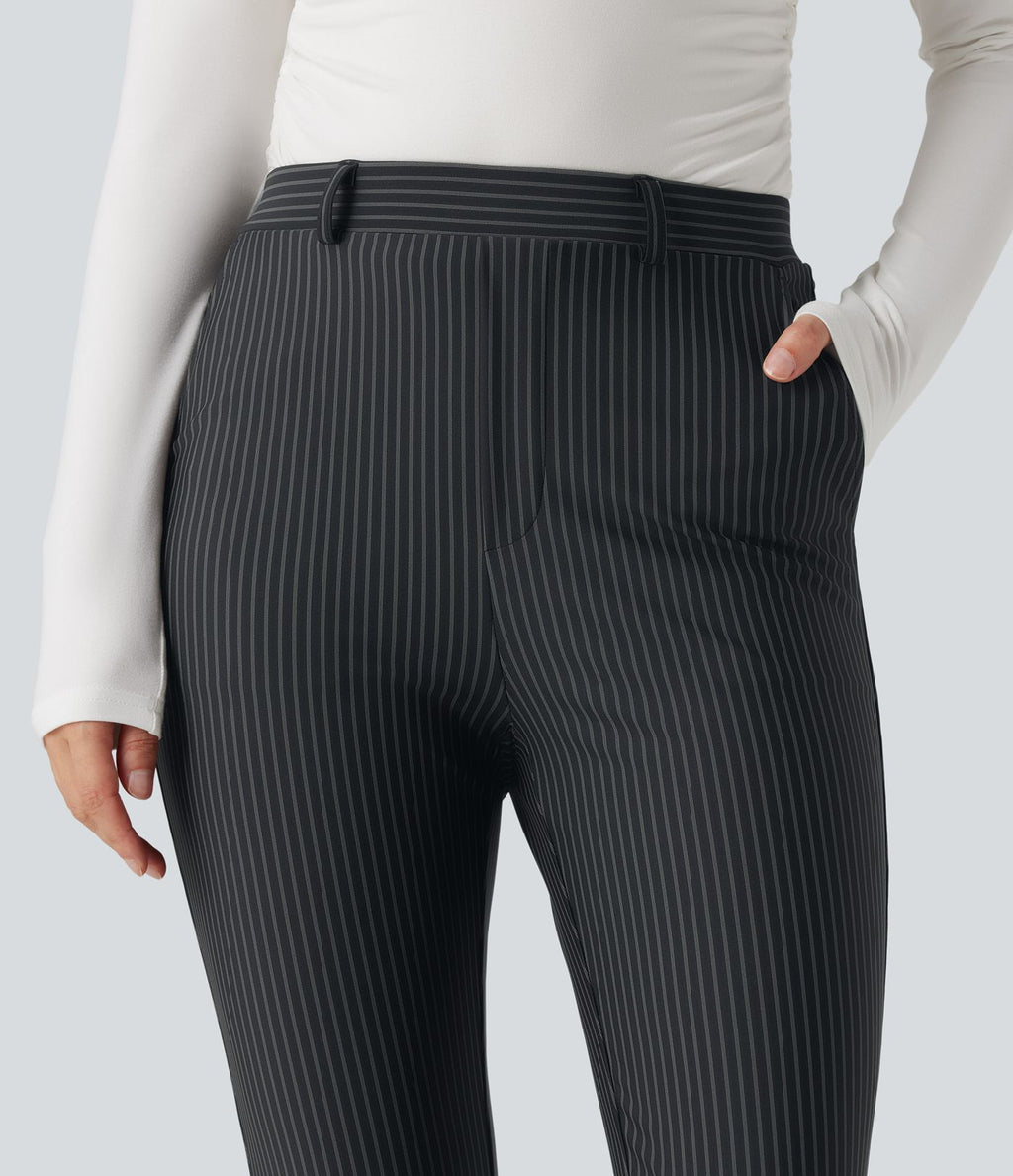 Pantalon de travail Halara Flex™ skinny à rayures, taille haute, avec poches