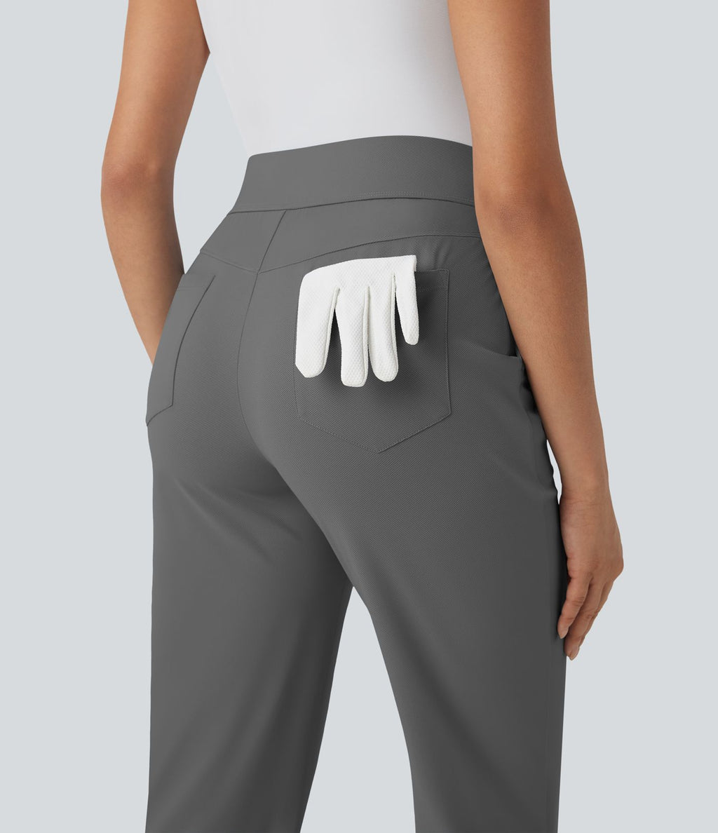 Pantalon de golf séchage rapide, taille mi-haute, avec poches et poche tee, UPF40+