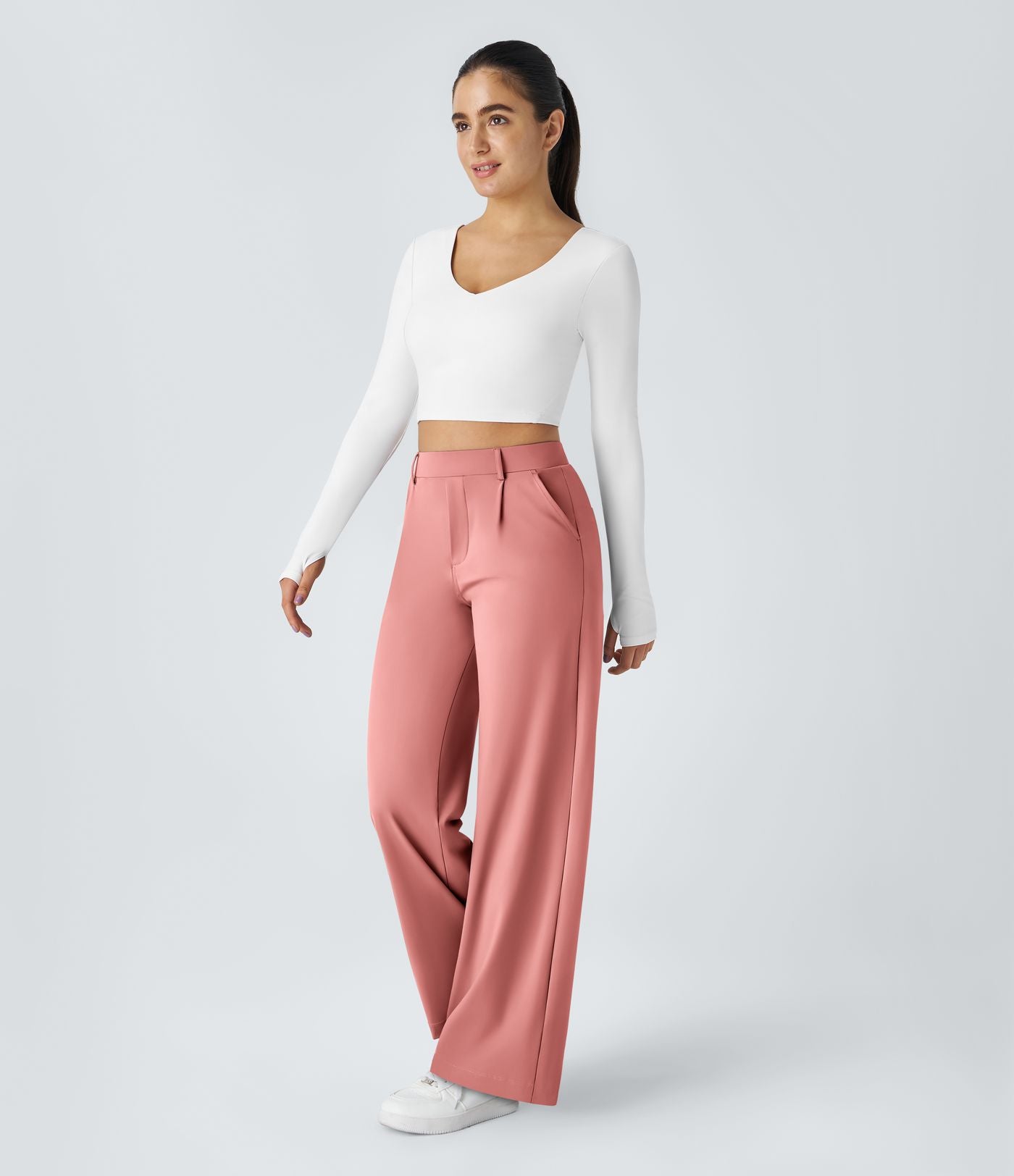Pantalon tailleur Halara Flex™ DayStretch coupe droite taille haute avec poches