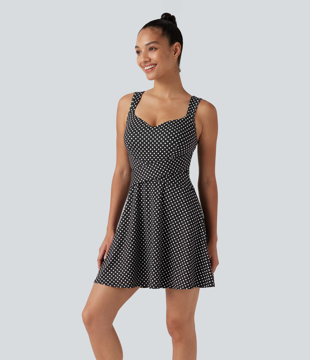 Robe sport de tennis mini 2-en-1 à pois avec brassière intégrée et poches - Édition Easy Peasy