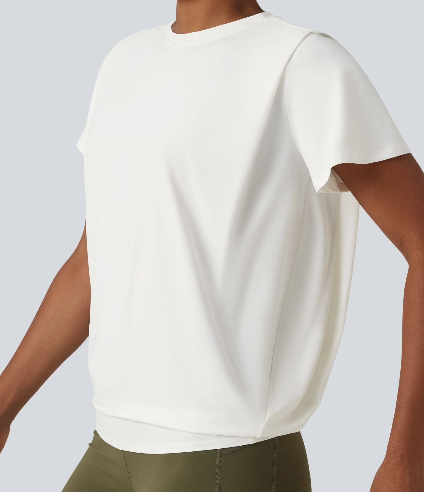 Haut de sport col rond manches courtes effet frais InstantCool avec fronces, protection solaire UPF50+