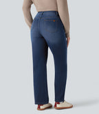 Jean droit Halara Flex™ Denim Heat casual molleton taille haute avec poches