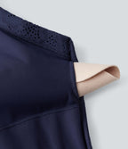 Robe-short 2-en-1 mini de danse active avec dos nu, détail torsadé, dentelle et poches-Easy Peasy