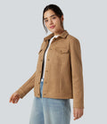 Veste décontractée effet daim à col et manches longues avec poches