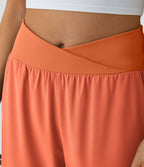 Breezeful™ Pantalon Fluide Vacances Séchage Rapide Taille Haute Croisée Poches Latérales Plissées Fente
