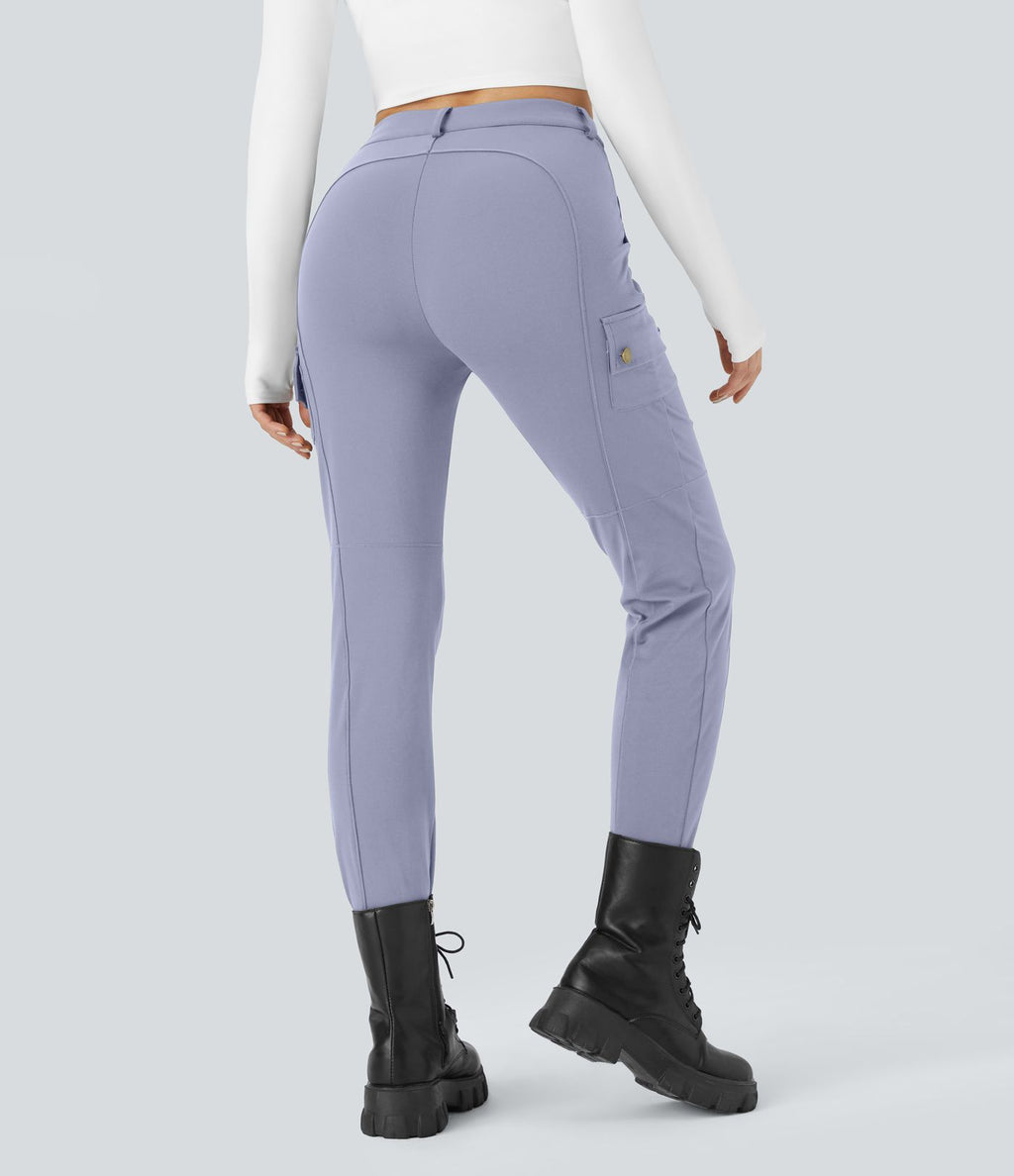 Pantalon cargo ajusté uni taille haute DayStretch avec poches zippées