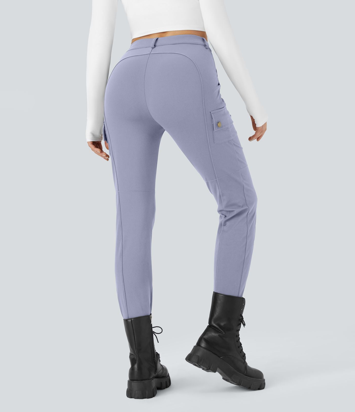 Pantalon cargo ajusté uni taille haute DayStretch avec poches zippées