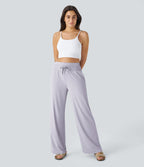 Pantalon large décontracté taille haute cordon de serrage poches latérales effet frais InstantCool