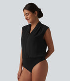 Body tailleur sans manches col V