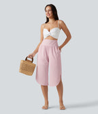 Breezeful™ Pantacourt taille haute ventre plat, ourlet arrondi, séchage rapide et poches