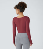 Bodysuit de Travail Tricot Côtelé Col Carré Manches Longues Boutonné Silhouette Élancée