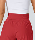 Short 7,5cm Yoga 2 en 1 Super Taille Haute Poches Arrière Poches Cachées Latérales