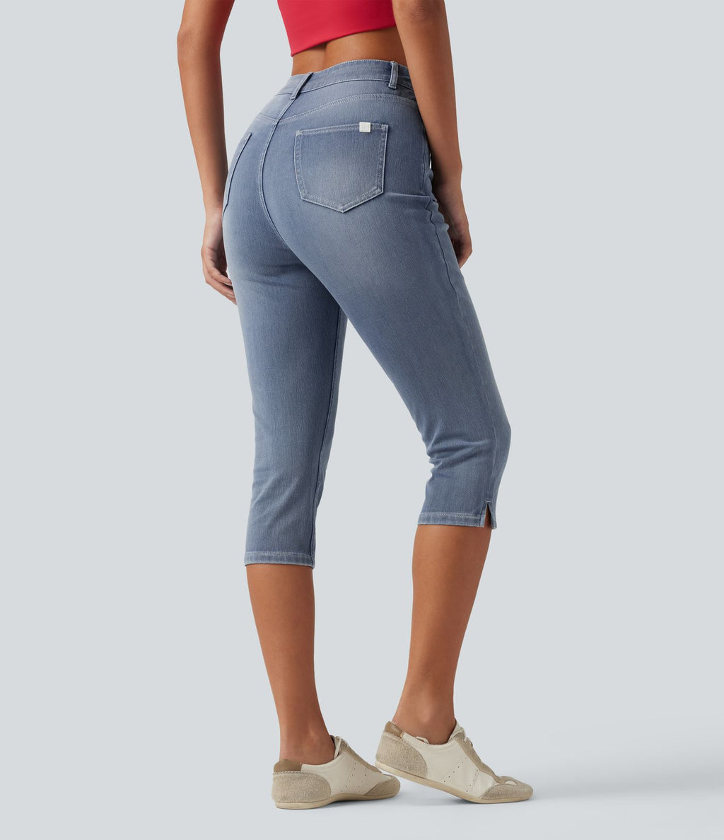 Halara Flex™ Jean slim casual capri taille haute avec fentes et poches