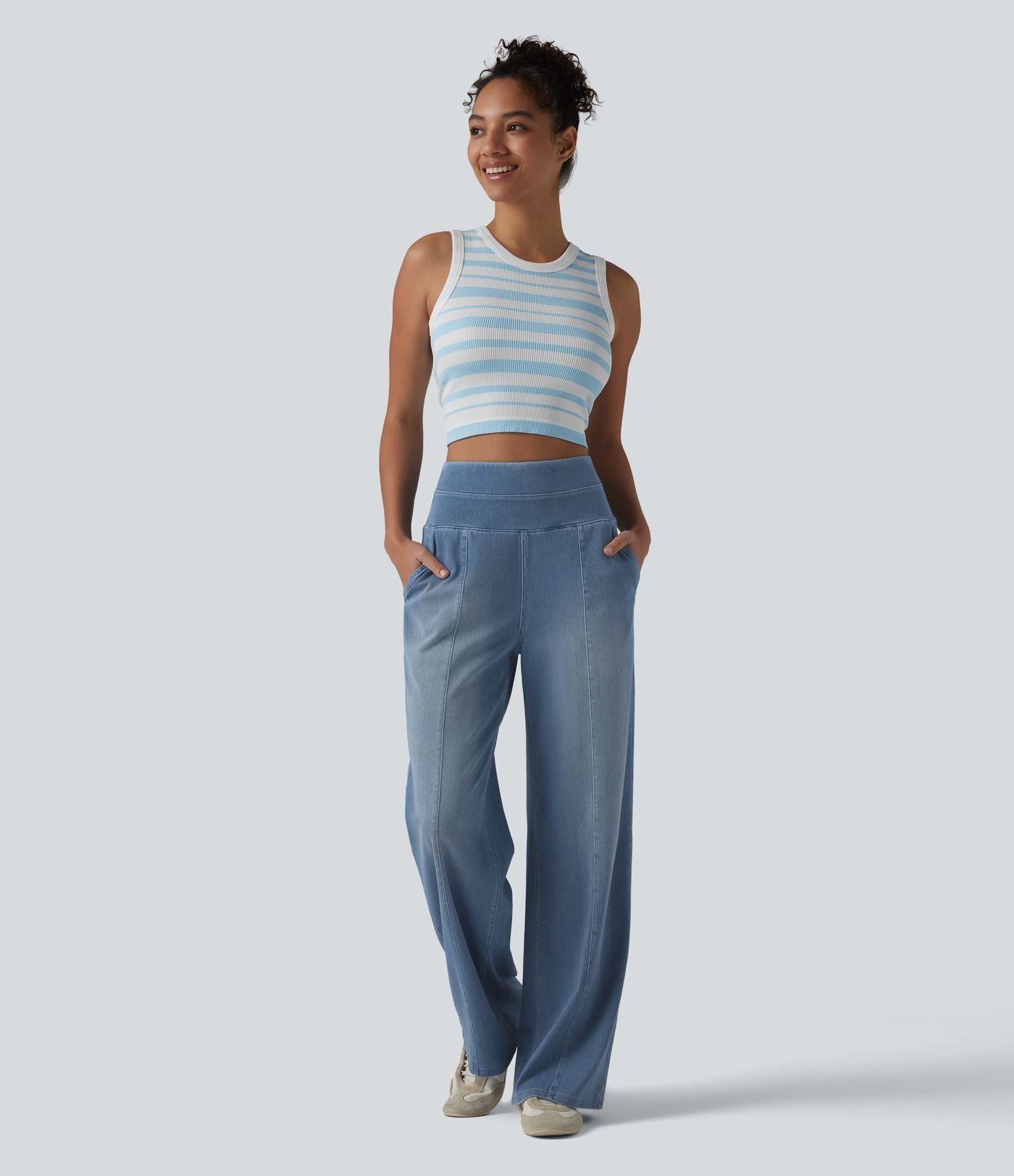 Halara Flex™ Jean large décontracté taille haute ventre plat avec poches