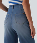 Jean Halara Flex™ taille haute, coupe droite décontractée, avec poches