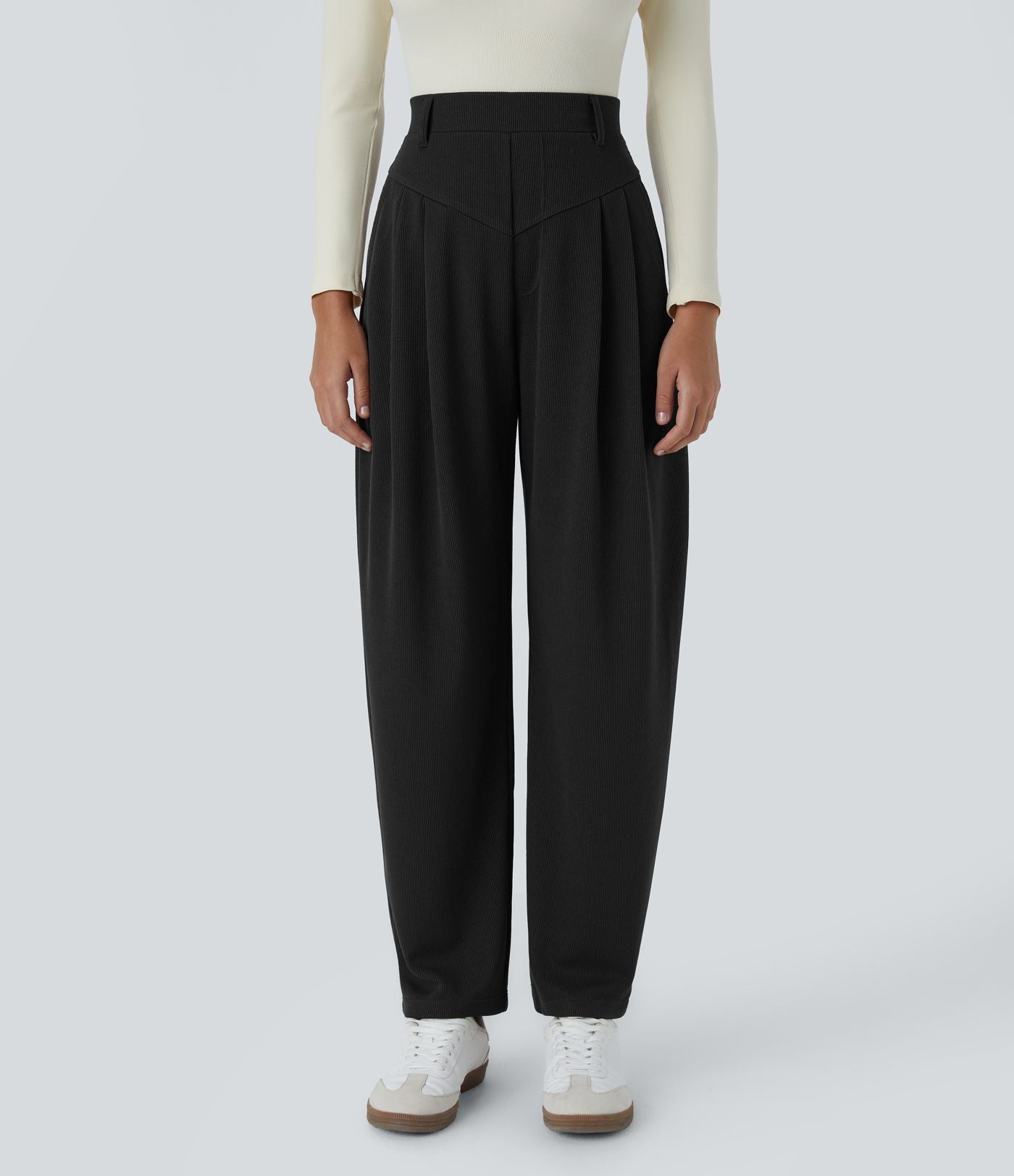 Pantalon de travail Halara Flex™ barrel côtelé, taille haute, avec poches