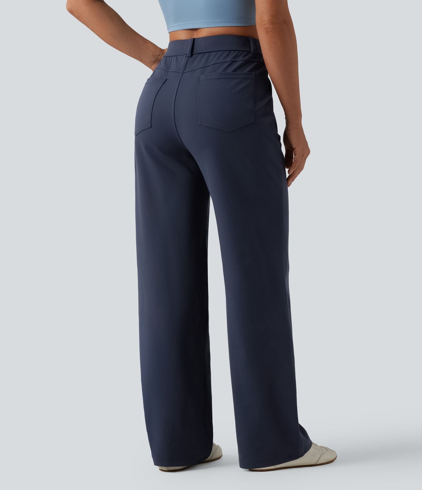 Pantalon décontracté DayStretch taille mi-haute coupe droite avec poches
