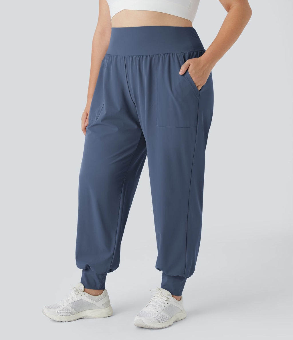 Jogging Yoga Grande Taille Taille Haute avec Poches Latérales Unies
