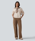 Sweat-shirt casual chiné col rond à manches longues avec surpiqûres