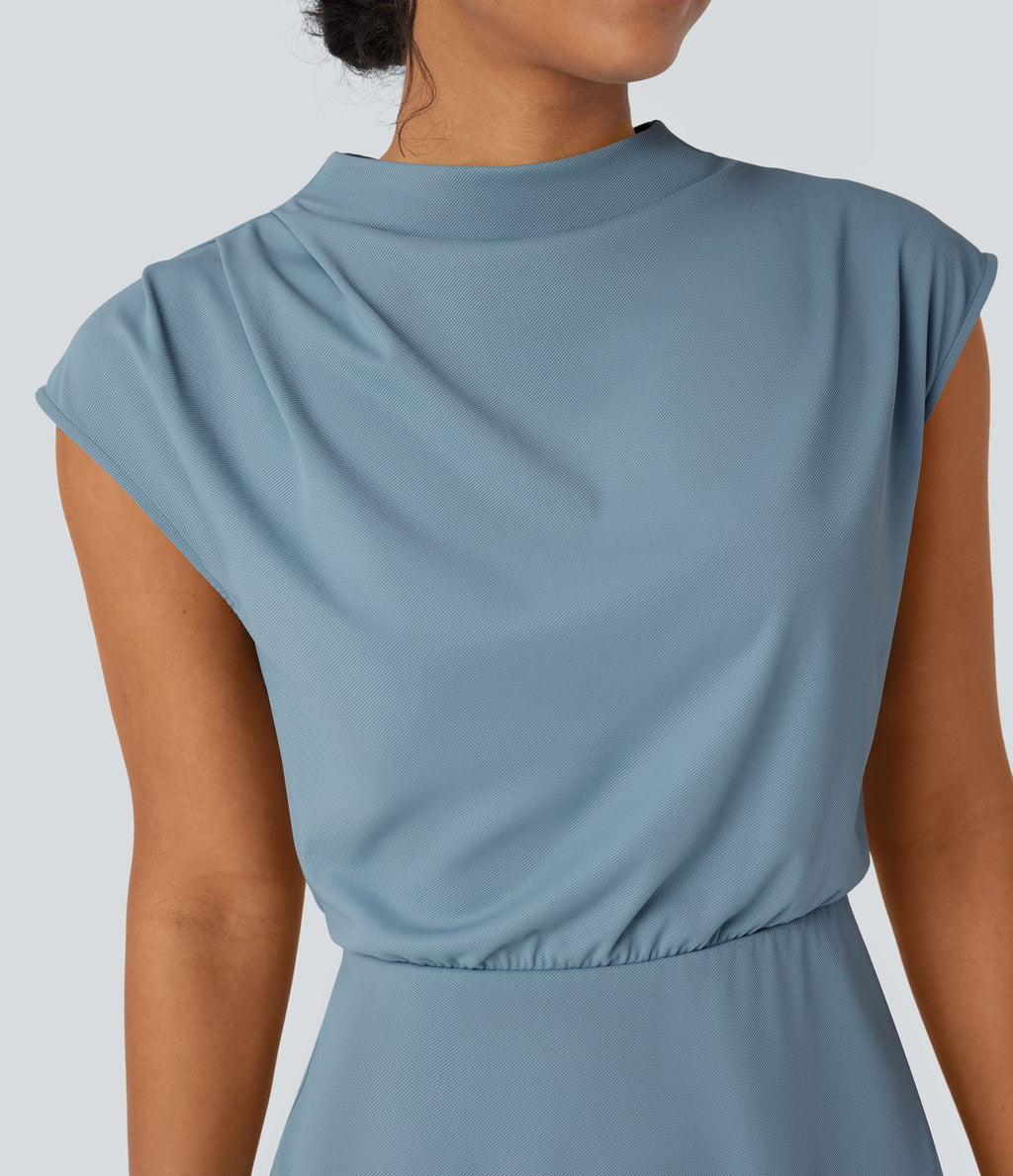 Robe de travail courte 2 pièces col montant manches courtes séchage rapide avec poche-UPF40+