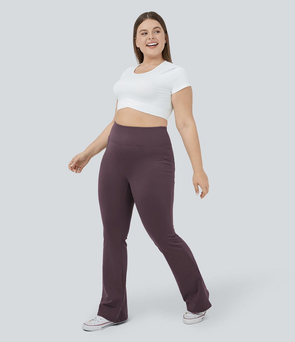 Legging yoga évasé grande taille taille haute DayStretch avec poches