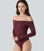 Body casual épaules dénudées à manches longues avec bretelles amovibles et brassière intégrée